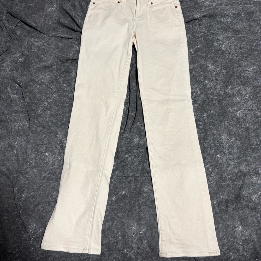 Lands' End Women's Straight Leg Cream Jeans